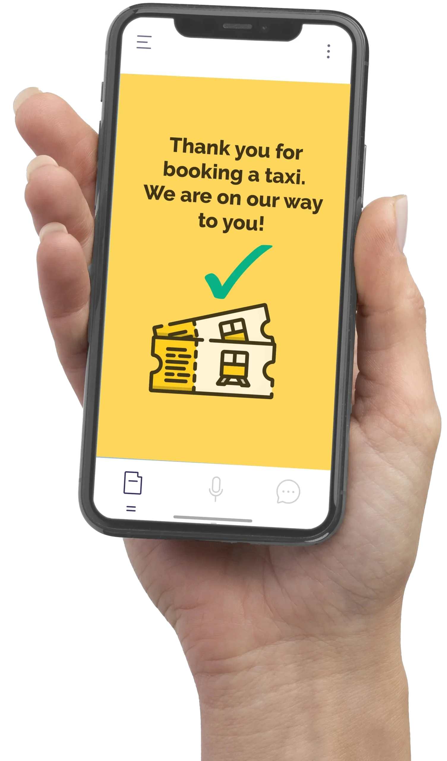 Hand with smartphone showing taxi booking confirmation for the Milan Trains Central Station